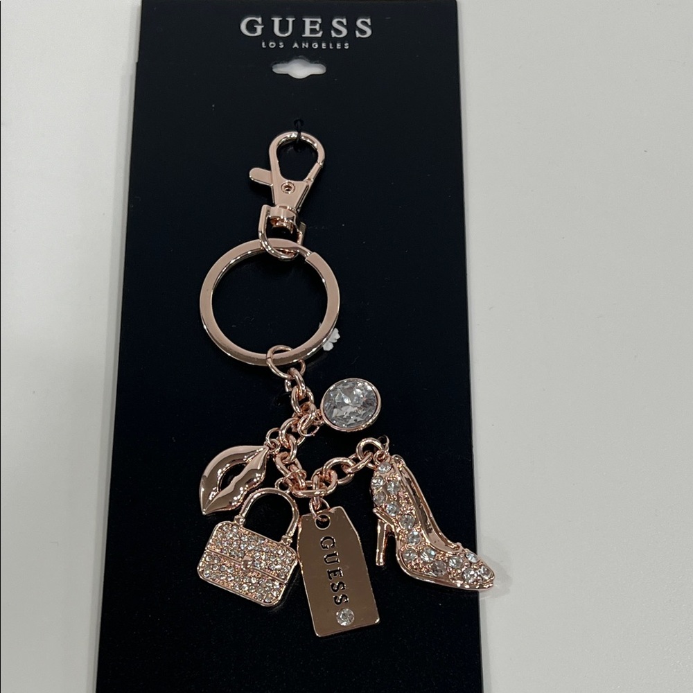 Guess Gold Love Bag Charm Keychain with Charm